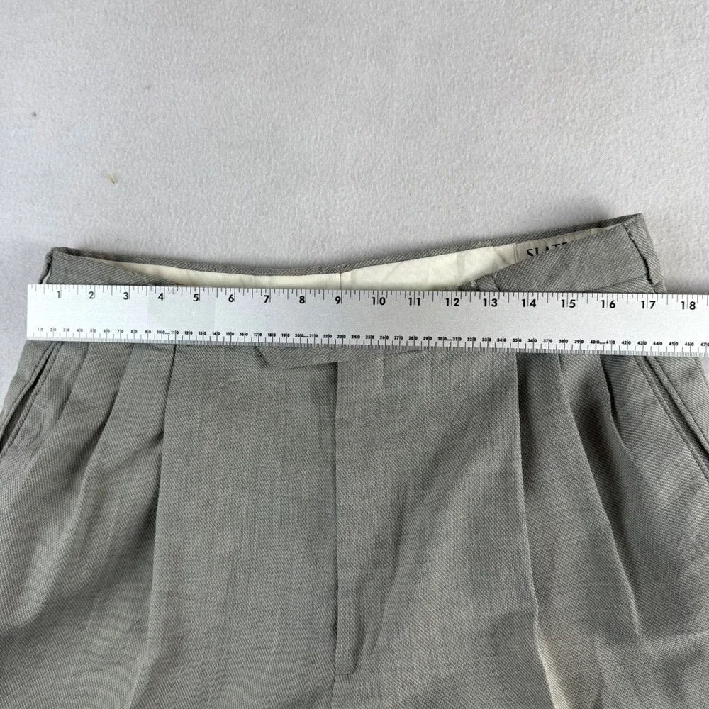 Slates Mens Pleated Dress Pants Gray Wool Blend Cuffed Trousers 36x34